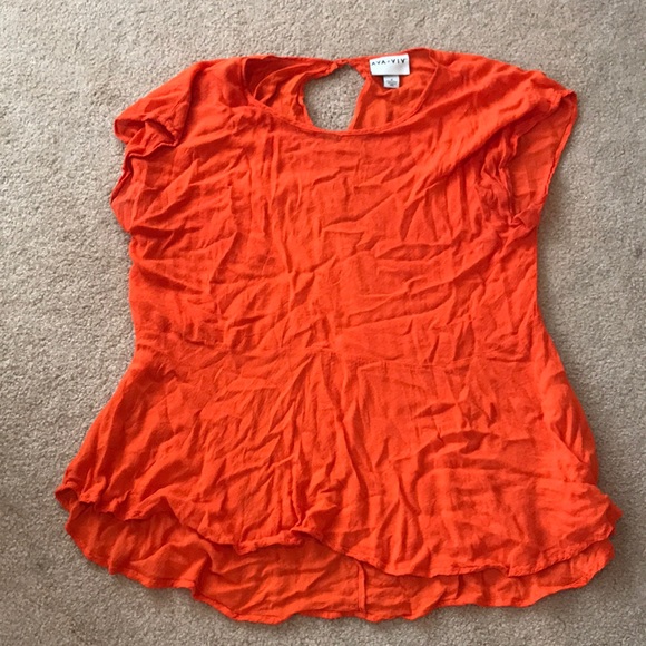 Ava Viv Orange Peplum Top - Picture 1 of 2